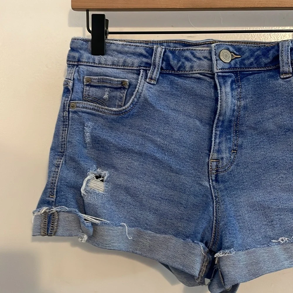Zara Distressed Denim Shorts 4